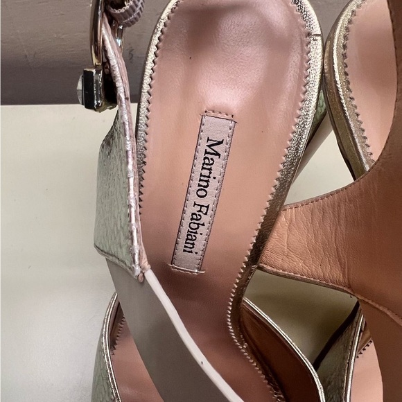 Marino Fabiani MADE IN ITALY LEATHER  Women's Gold and Cream Heels - Picture 8 of 10